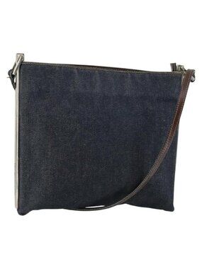 Authentic FENDI Shoulder Bag Denim Blue Silver